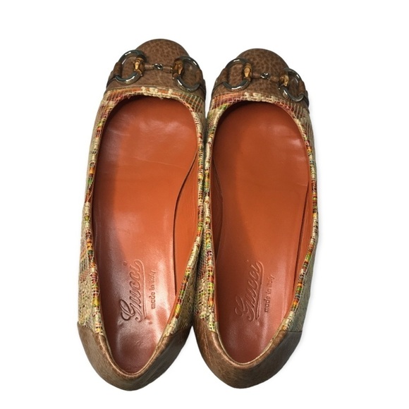 *Authentic* Gucci GG monogram raffia bamboo horsebit kitty ballet flats - Picture 4 of 9